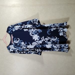 04189 Studio One New York navy floral 3/4 sleeve dress 16W NWT